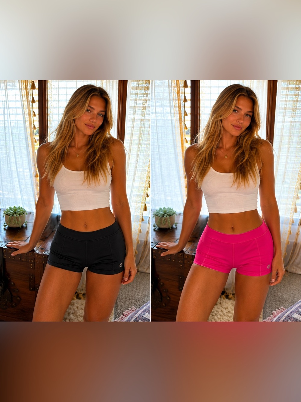 Active low waist Women’s Performance Shorts - one in Black one in Pink